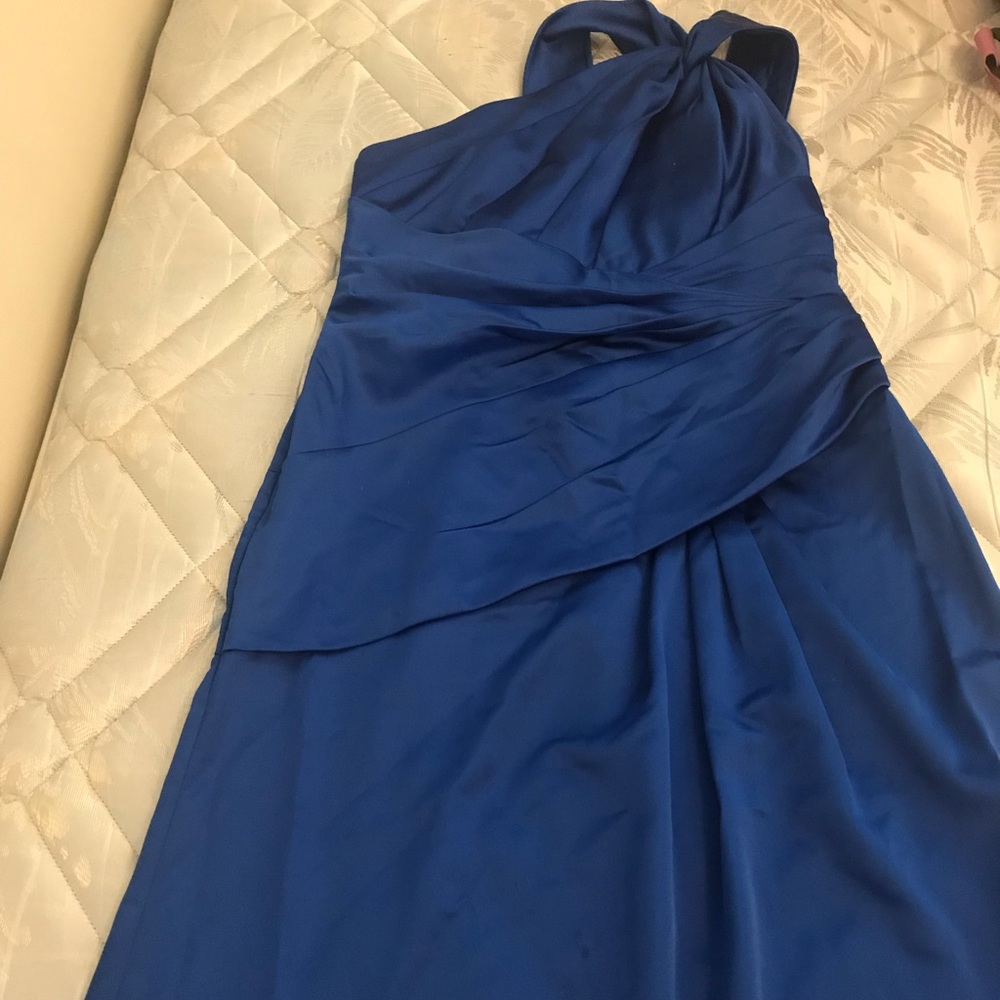David’s Bridal Floor length one shoulder satin bridesmaid dress - Picture 4 of 7